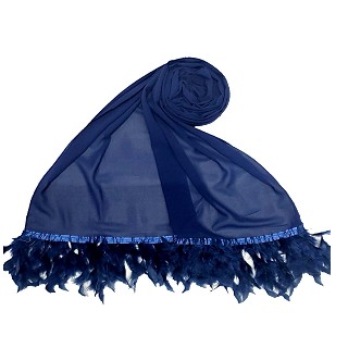 Feather hijabs in chiffon fabric - Blue